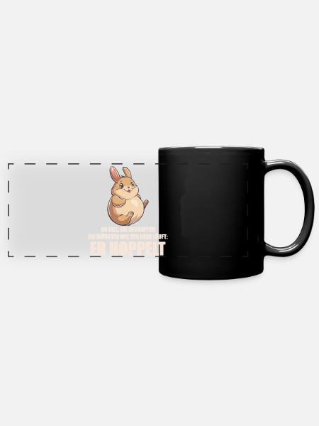 Der Hase hoppelt Witziges Funshirt - Panorama-Tasse farbig - Schwarz