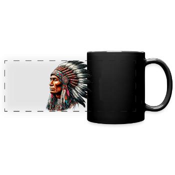 Amérindien Peau rouge d’Amérique - Mug panoramique uni - noir - Devant