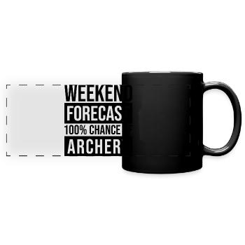 Bogenschütze - Panorama-Tasse farbig - Schwarz - Vorne