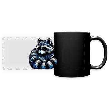 Waschbär - Panorama-Tasse farbig - Schwarz - Vorne