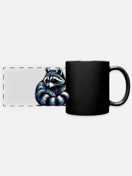 Waschbär - Panorama-Tasse farbig - Schwarz
