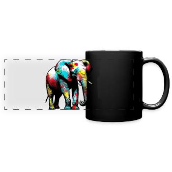 Elephant - Full Colour Panoramic Mug - black - Front