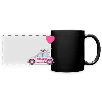 Polizeiauto Herz Rosa - Panorama-Tasse farbig - Schwarz - Vorne