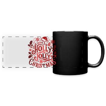 Holly Jolly Christmas Motif - Panorama-Tasse farbig - Schwarz - Vorne