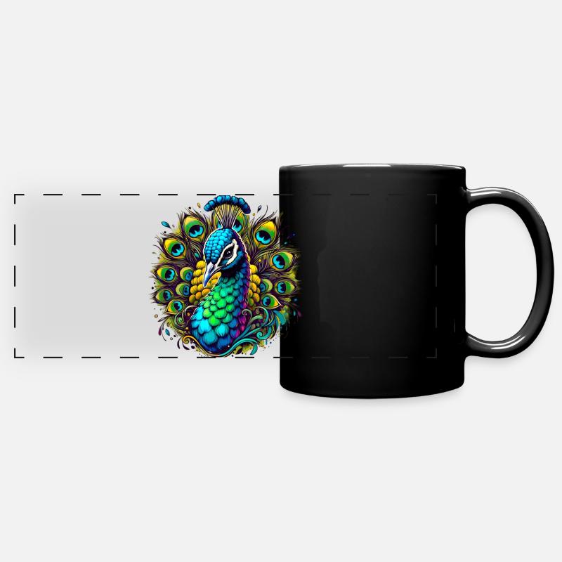 Peacock - Full Colour Panoramic Mug - black