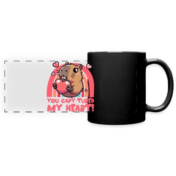 You Capy-tured My Heart – Cute Capybara Design - Full Colour Panoramic Mug - black - Front