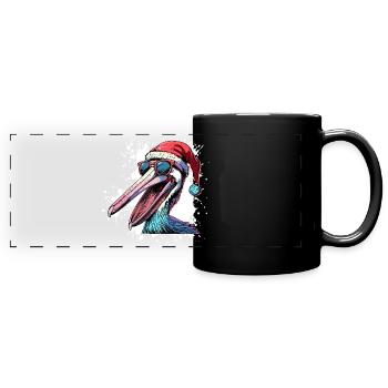 Pélican oiseau Noël drôle - Mug panoramique uni - noir - Devant