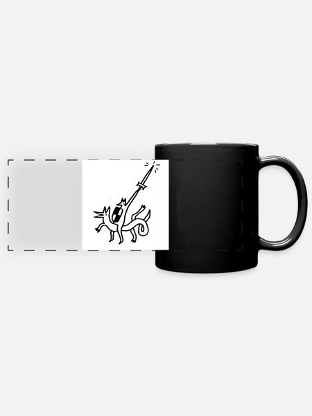 Held_mit_Schwert - Panorama-Tasse farbig - Schwarz