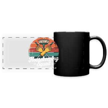 Lustiges Putzen Design - Panorama-Tasse farbig - Schwarz - Vorne