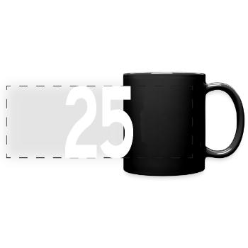 Freundliche Anfänge 25 - Panorama-Tasse farbig - Schwarz - Vorne
