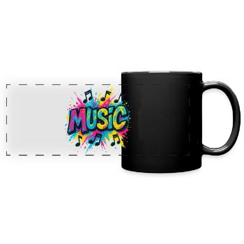 Bunte Musik Popmusik Noten - Panorama-Tasse farbig - Schwarz - Vorne