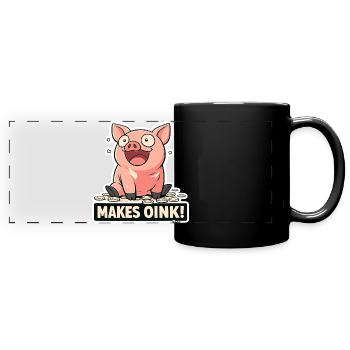 Oink-Pig Finanzen und Geld - Panorama-Tasse farbig - Schwarz - Vorne