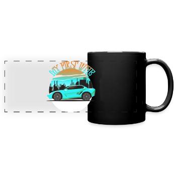 Meine erste Frau - Panorama-Tasse farbig - Schwarz - Vorne