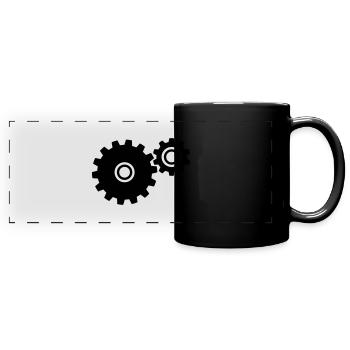 Zahnräder - Panorama-Tasse farbig - Schwarz - Vorne