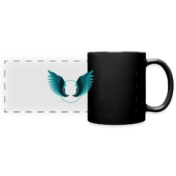 Freedom - Peace - Angel Wings - Colorful 04 - Full Colour Panoramic Mug - black - Front