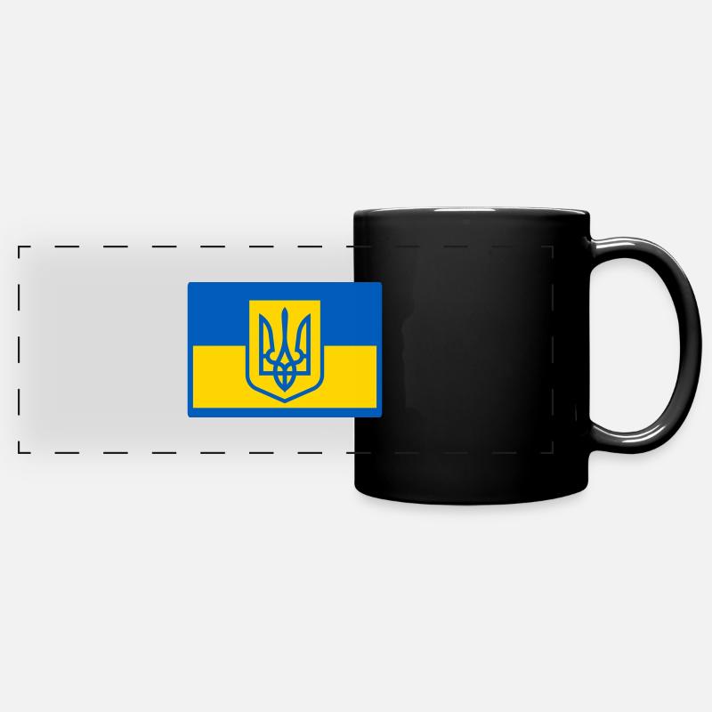 Drapeau de l’Ukraine avec symbole - Mug panoramique uni - noir