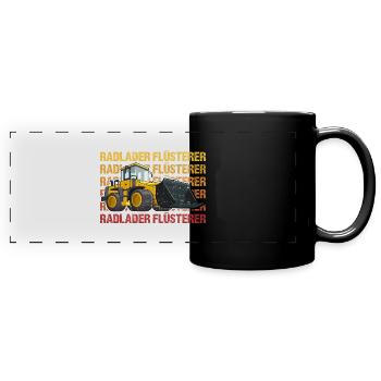 Radlader Flüsterer Retro Radladerfahrer - Panorama-Tasse farbig - Schwarz - Vorne