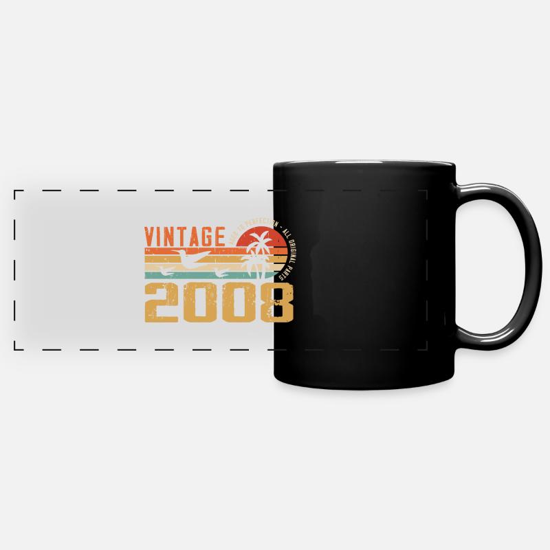 Vintage 2008 Anniversary Gift - Vintage 2008 - Full Colour Panoramic Mug - black