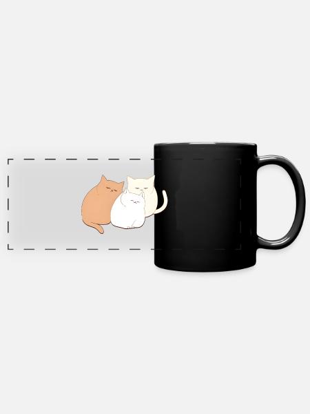 3 chats endormis - Mug panoramique uni - noir