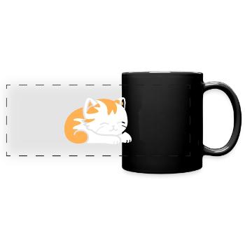 Bébé chat qui dors - Mug panoramique uni - noir - Devant