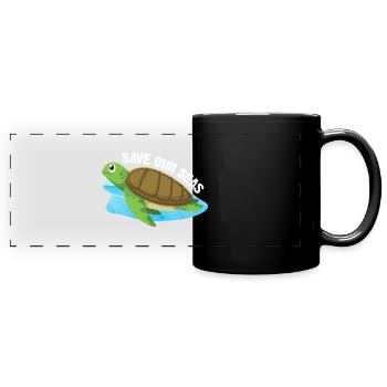 Save our Seas Turtle - Panorama-Tasse farbig - Schwarz - Vorne