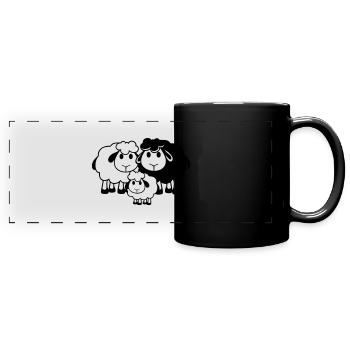Family Sheep 3 Daddy Mom Parents Child Love Baby - Full Colour Panoramic Mug - black - Front