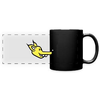 Hund Gesicht Kleiner Glücklicher Welpe Haustier - Panorama-Tasse farbig - Schwarz - Vorne