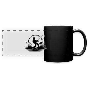 Angler Umriss - Panorama-Tasse farbig - Schwarz - Vorne