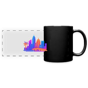 skyline city stadt - Panorama-Tasse farbig - Schwarz - Vorne