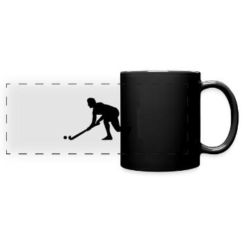 field hockey player silhouette - Full Colour Panoramic Mug - black - Front