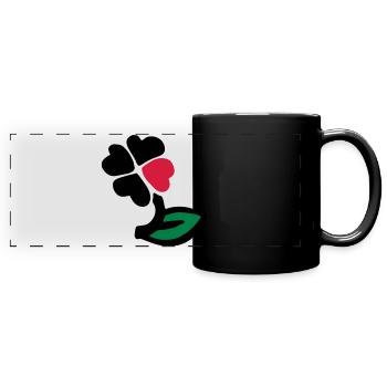 Trèfle à quatre feuilles coloré / trèfle à quatre feuilles - Mug panoramique uni - noir - Devant