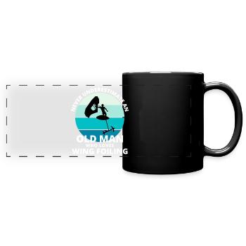 Flügel Folien Papa Opa Väter Tag lustig - Panorama-Tasse farbig - Schwarz - Vorne
