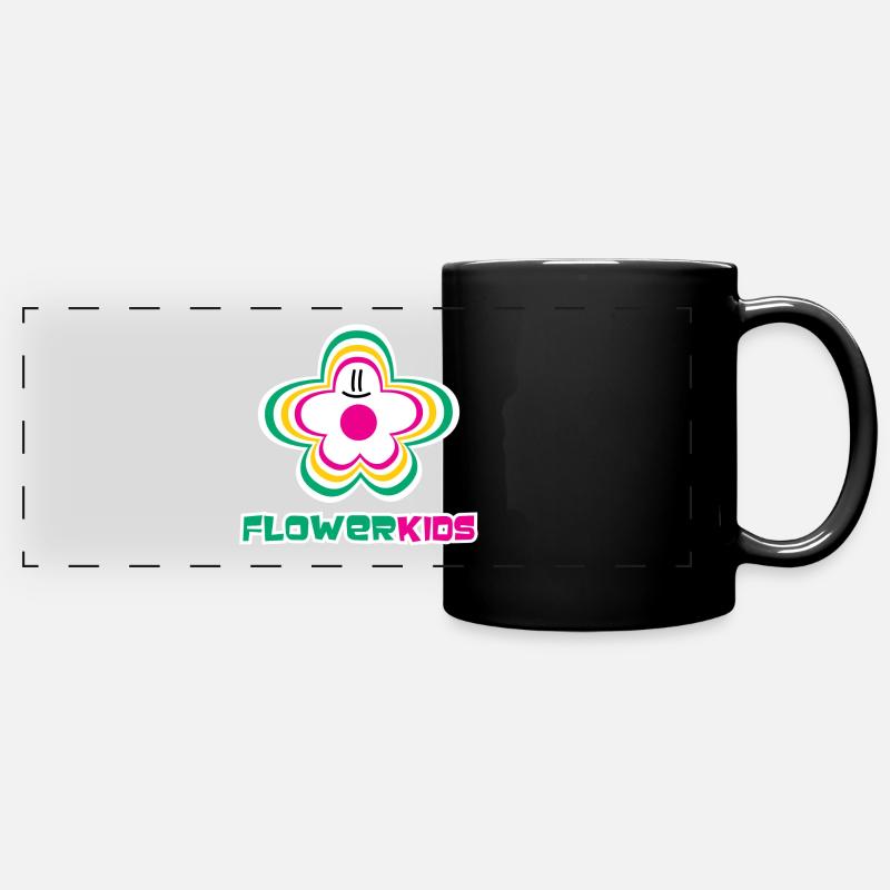 FLOWERKIDS (Pulse-Logo) - Panorama-Tasse farbig - Schwarz