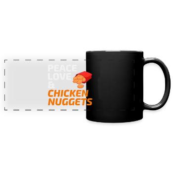 Chicken Nuggets Fast Food Lustiger Spruch - Panorama-Tasse farbig - Schwarz - Vorne