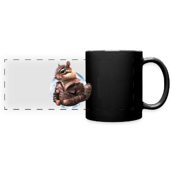 Streifenhörnchen Flugkapitän Lederjacke Pilot - Panorama-Tasse farbig - Schwarz - Vorne