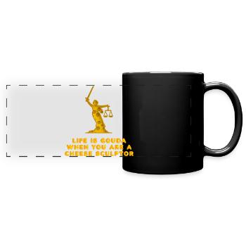 Cheese Sculptor - gouda, cottage cheese, - Full Colour Panoramic Mug - black - Front