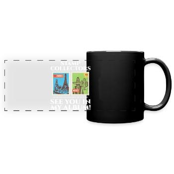 Stamp Collecting Collector Philatelist - Full Colour Panoramic Mug - black - Front