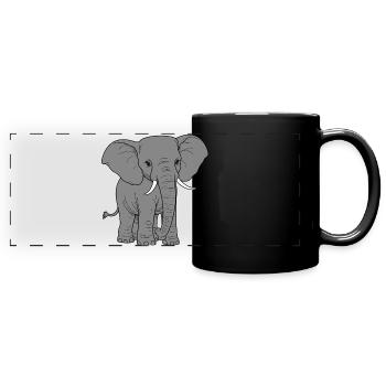 Éléphant - Mug panoramique uni - noir - Devant