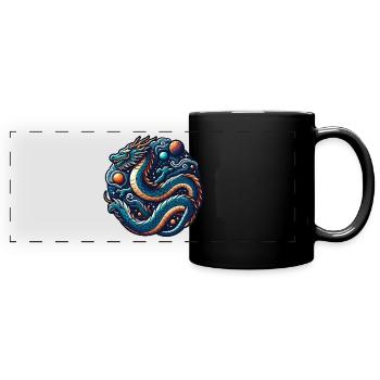 Dragon cosmique et orbes planétaires - Mug panoramique uni - noir - Devant