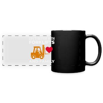 Gabelstaplerfahrer Fahrerfamilie für schwere Geräte - Panorama-Tasse farbig - Schwarz - Vorne