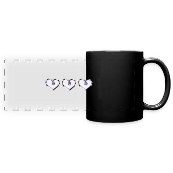 three hearts shiny purple - Full Colour Panoramic Mug - black - Front