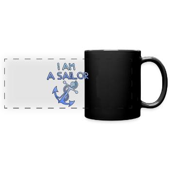 Ich bin ein Seemann "I am a Sailor" - Panorama-Tasse farbig - Schwarz - Vorne