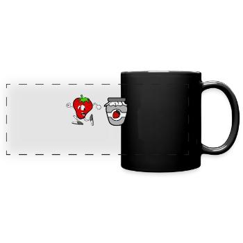 Erdbeere - Marmelade - Strawberry - Panorama-Tasse farbig - Schwarz - Vorne
