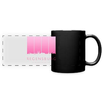 Regensburg Skyline - Panorama-Tasse farbig - Schwarz - Vorne