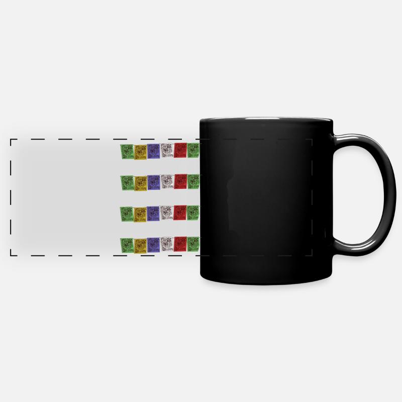 Tibetan Prayer Flags Nepal Buddhism Flag - Full Colour Panoramic Mug - black