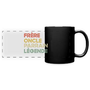 Frère oncle parrain légende idée cadeau famille - Mug panoramique uni - noir - Devant