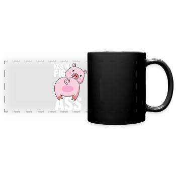 Schweine Hintern Schwein - Panorama-Tasse farbig - Schwarz - Vorne