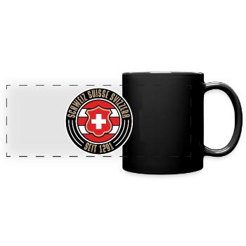 Schweiz - Panorama-Tasse farbig - Schwarz - Vorne