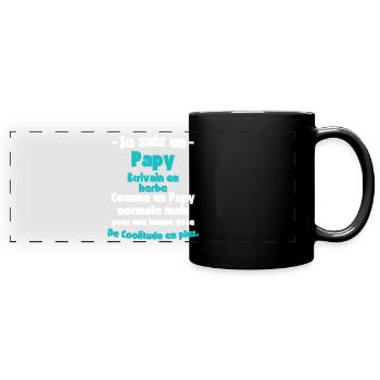 Papy Écrivain en Herbe, Créateur de Récits - Mug panoramique uni - noir - Devant