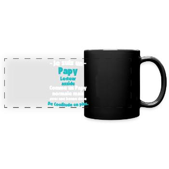 Papy Lecteur Assidu, Amoureux des Mots - Mug panoramique uni - noir - Devant
